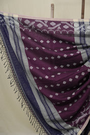 Navy Blue Bengal Cotton Jamdani Saree - SRNBBCJS249
