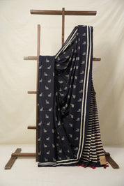 Black Cream HBP Cotton Saree - SRBCCS3103