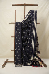 Black Cream HBP Cotton Saree - SRBCCS3103