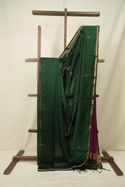 Bottle Green Maheshwari Saree - SRBGMS1396