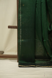 Bottle Green Maheshwari Saree - SRBGMS1396