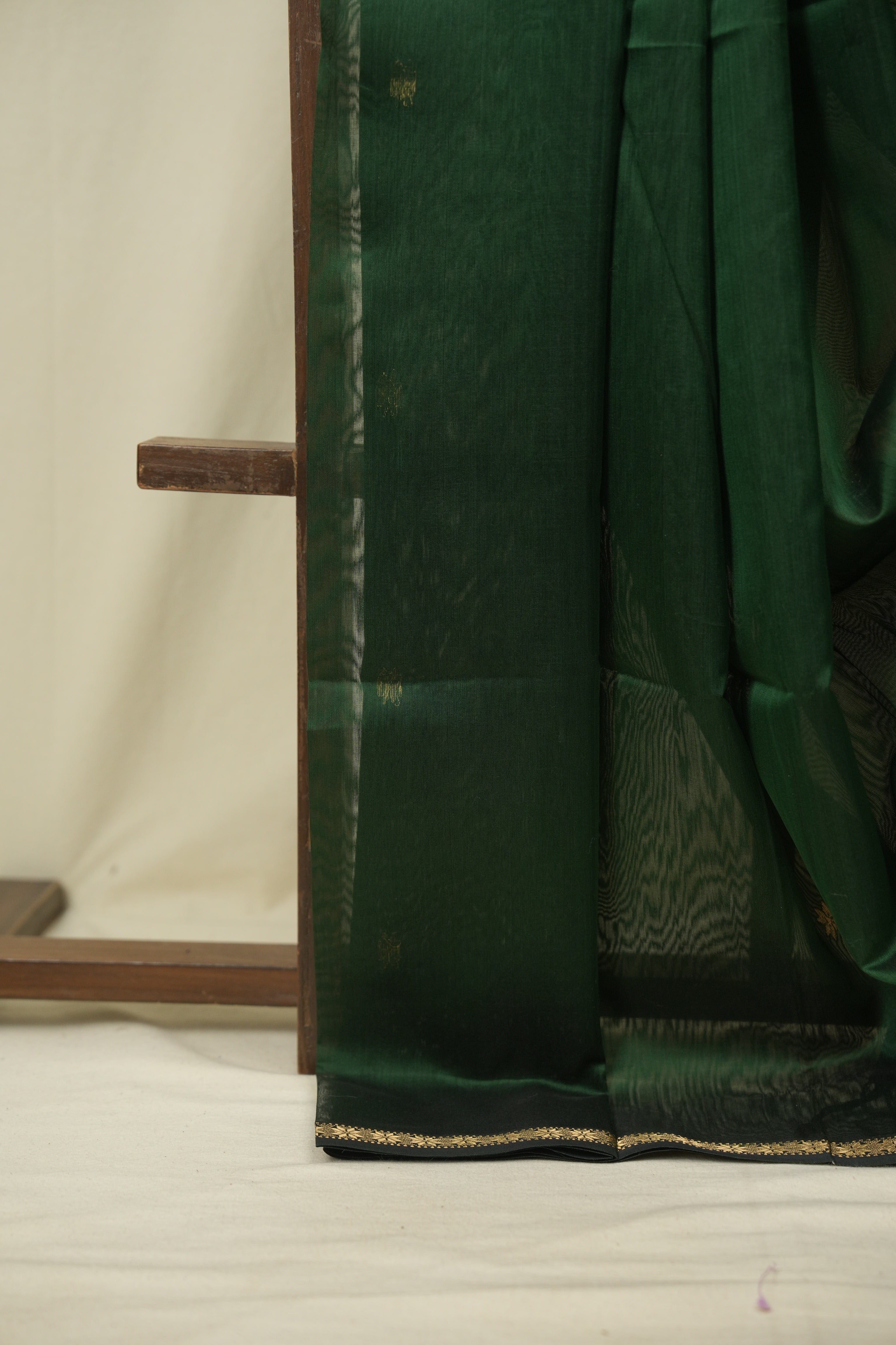 Bottle Green Maheshwari Saree - SRBGMS1396