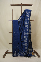 Blue Bengal Cotton Jamdani Saree - SRBBCJS250