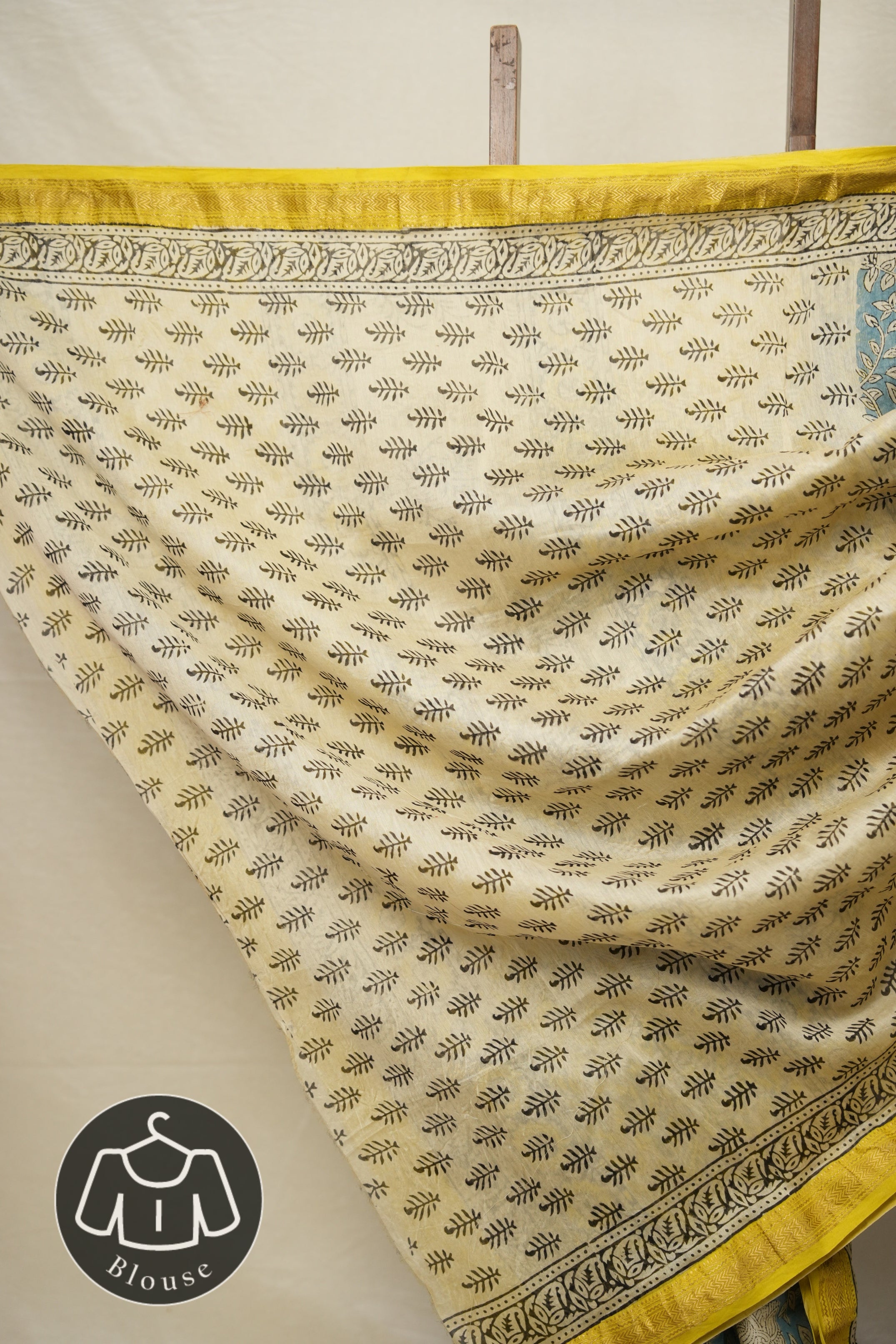 Teal Blue HBP Cotton Silk Saree With Maheshwari Border - SRTBCSS1277