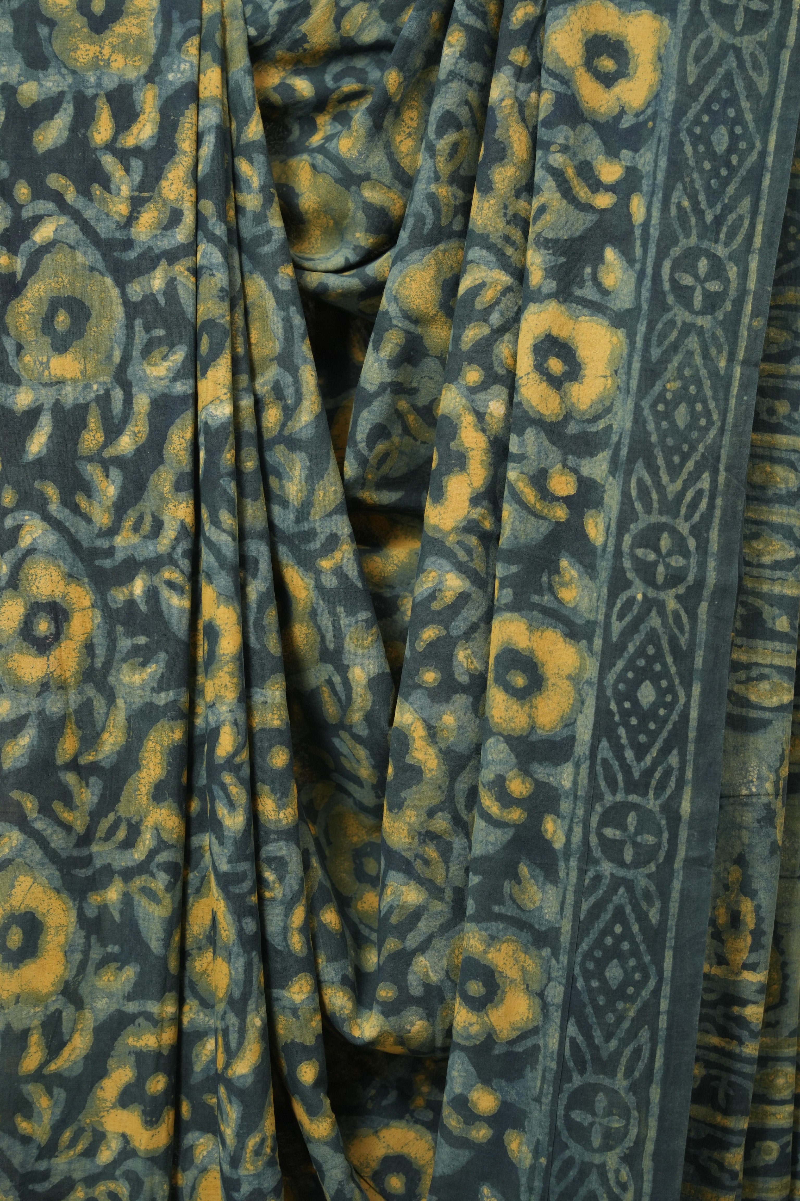 Greyish Blue HBP Cotton Saree - SRGBCS3251