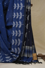 Blue Bengal Cotton Jamdani Saree - SRBBCJS250
