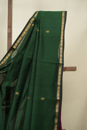 Bottle Green Maheshwari Saree - SRBGMS1396