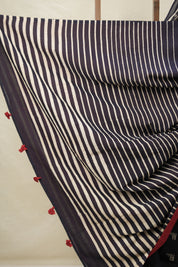 Black Cream HBP Cotton Saree - SRBCCS3103