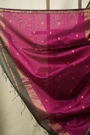 Bottle Green Maheshwari Saree - SRBGMS1396