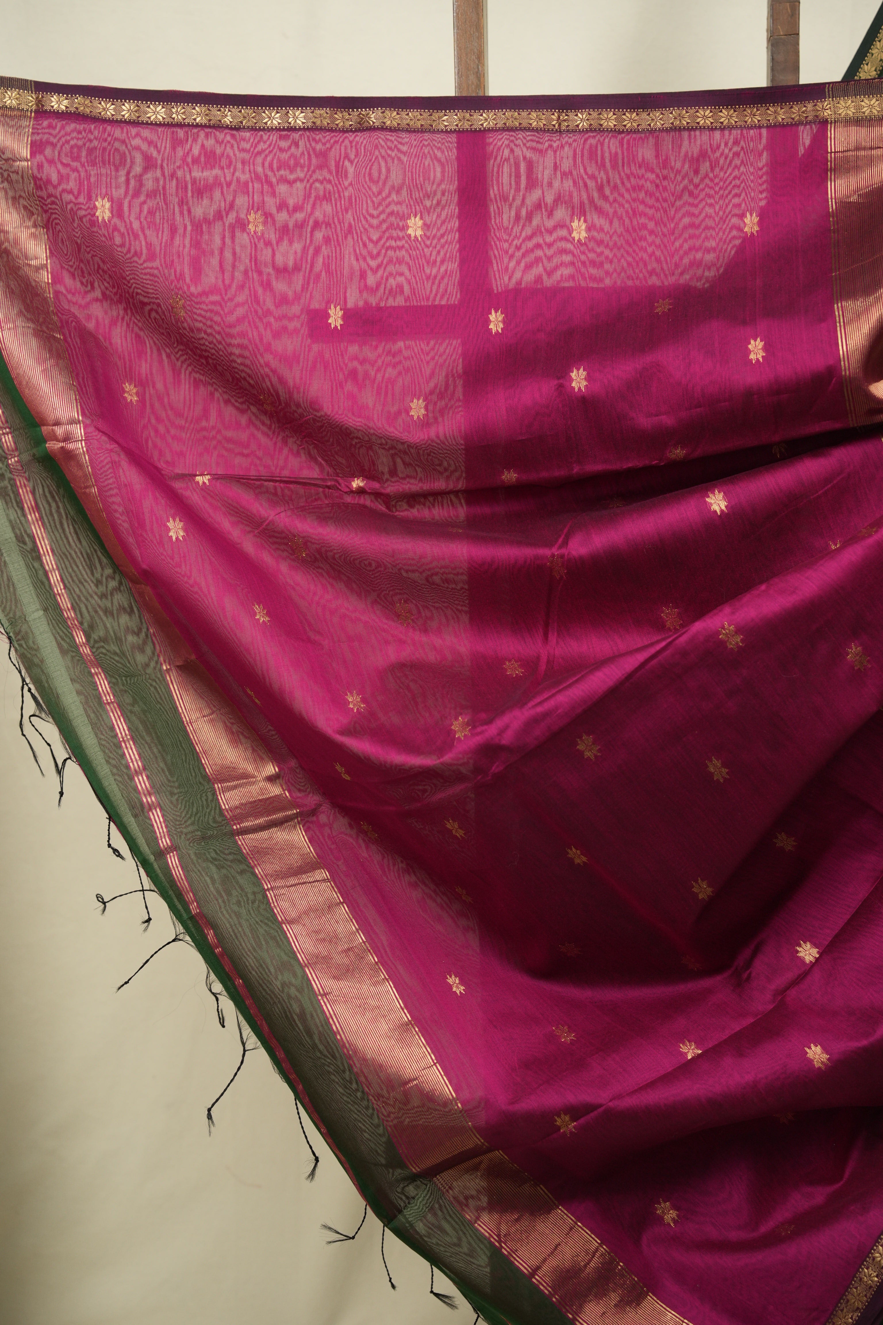 Bottle Green Maheshwari Saree - SRBGMS1396