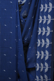 Blue Bengal Cotton Jamdani Saree - SRBBCJS250