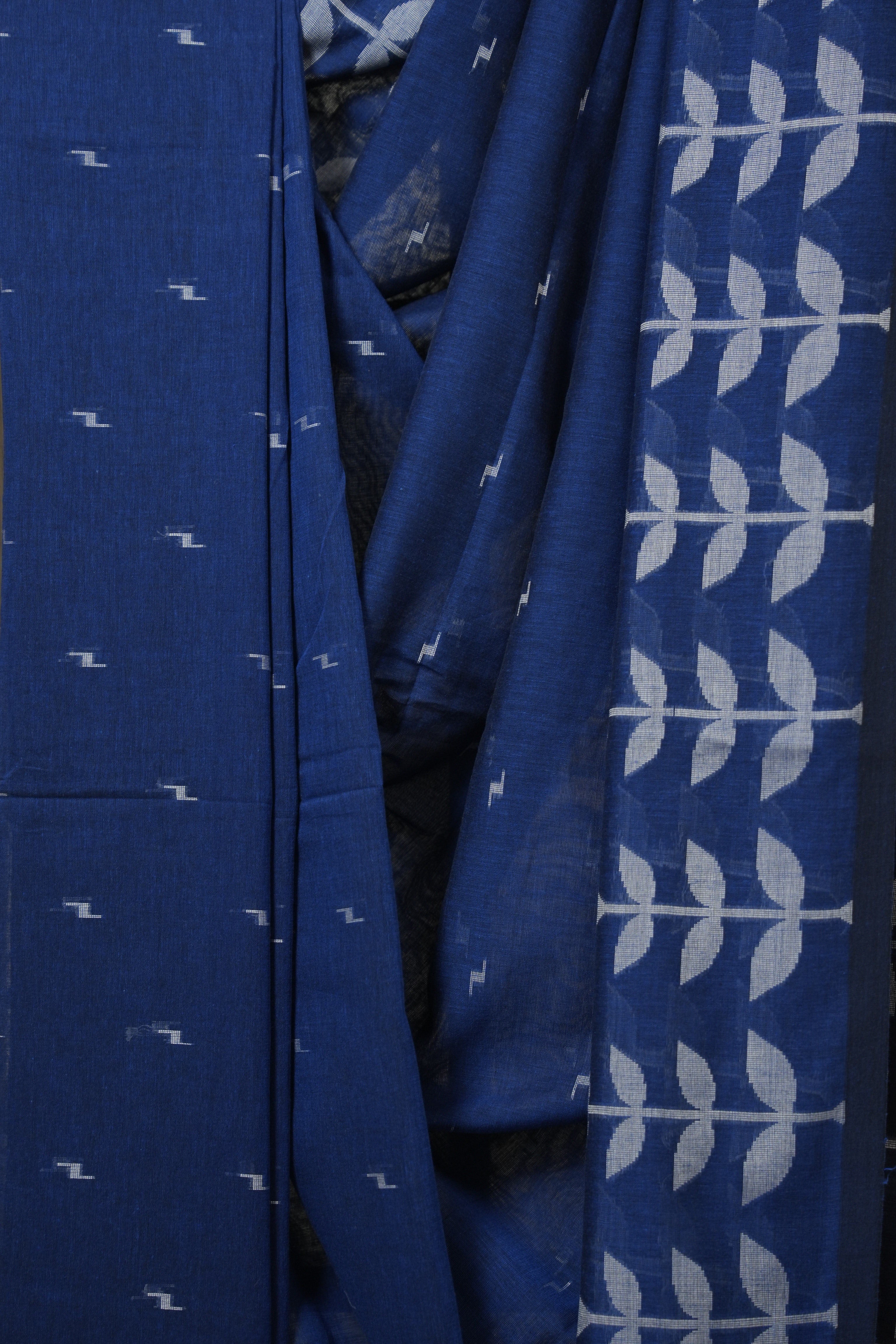 Blue Bengal Cotton Jamdani Saree - SRBBCJS250