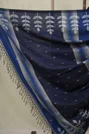 Blue Bengal Cotton Jamdani Saree - SRBBCJS250