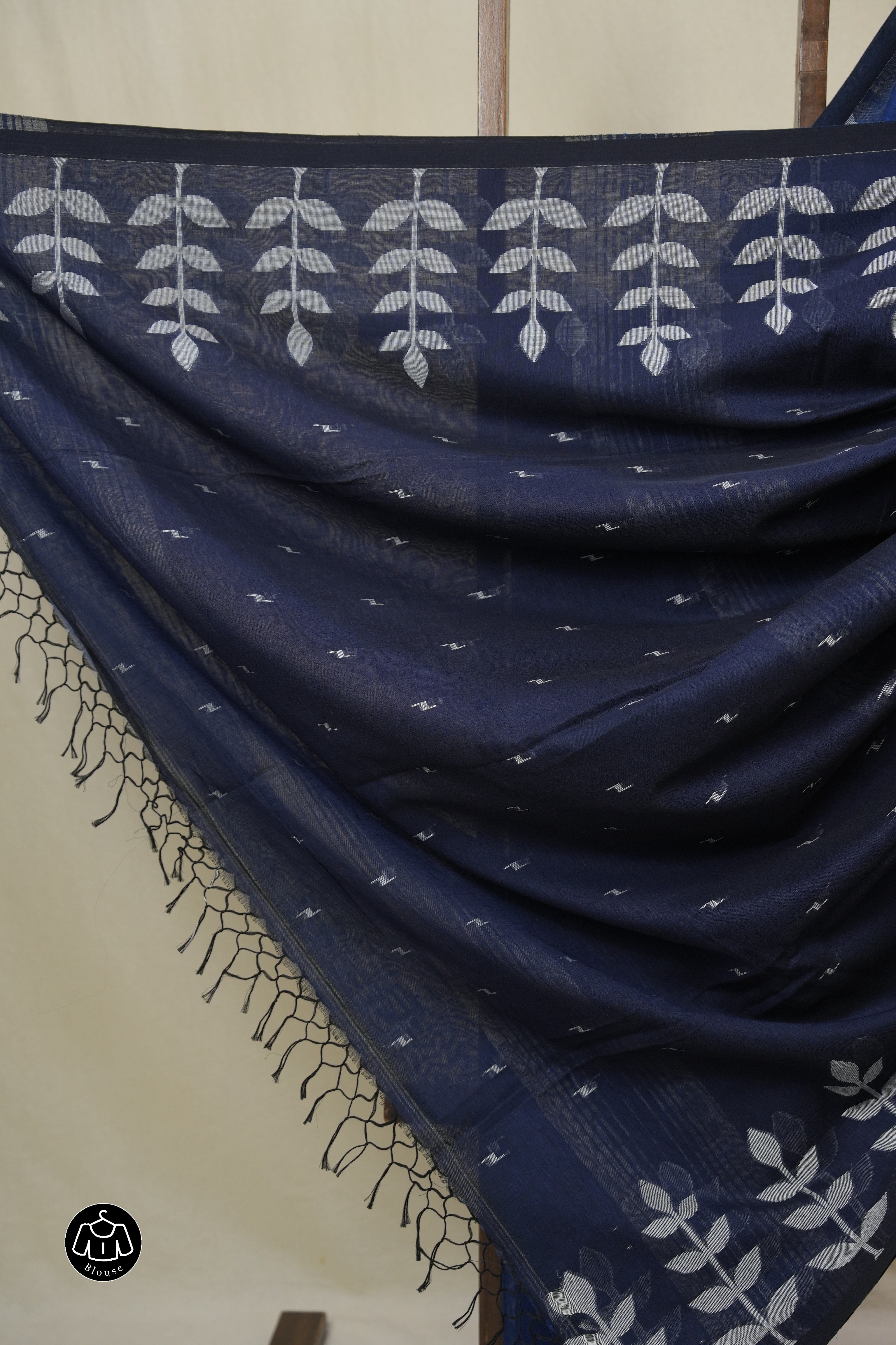 Blue Bengal Cotton Jamdani Saree - SRBBCJS250