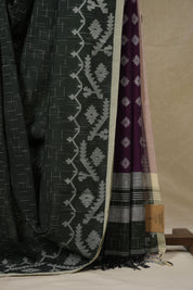 Olive Green Bengal Cotton Jamdani Saree - SROGBCJS257