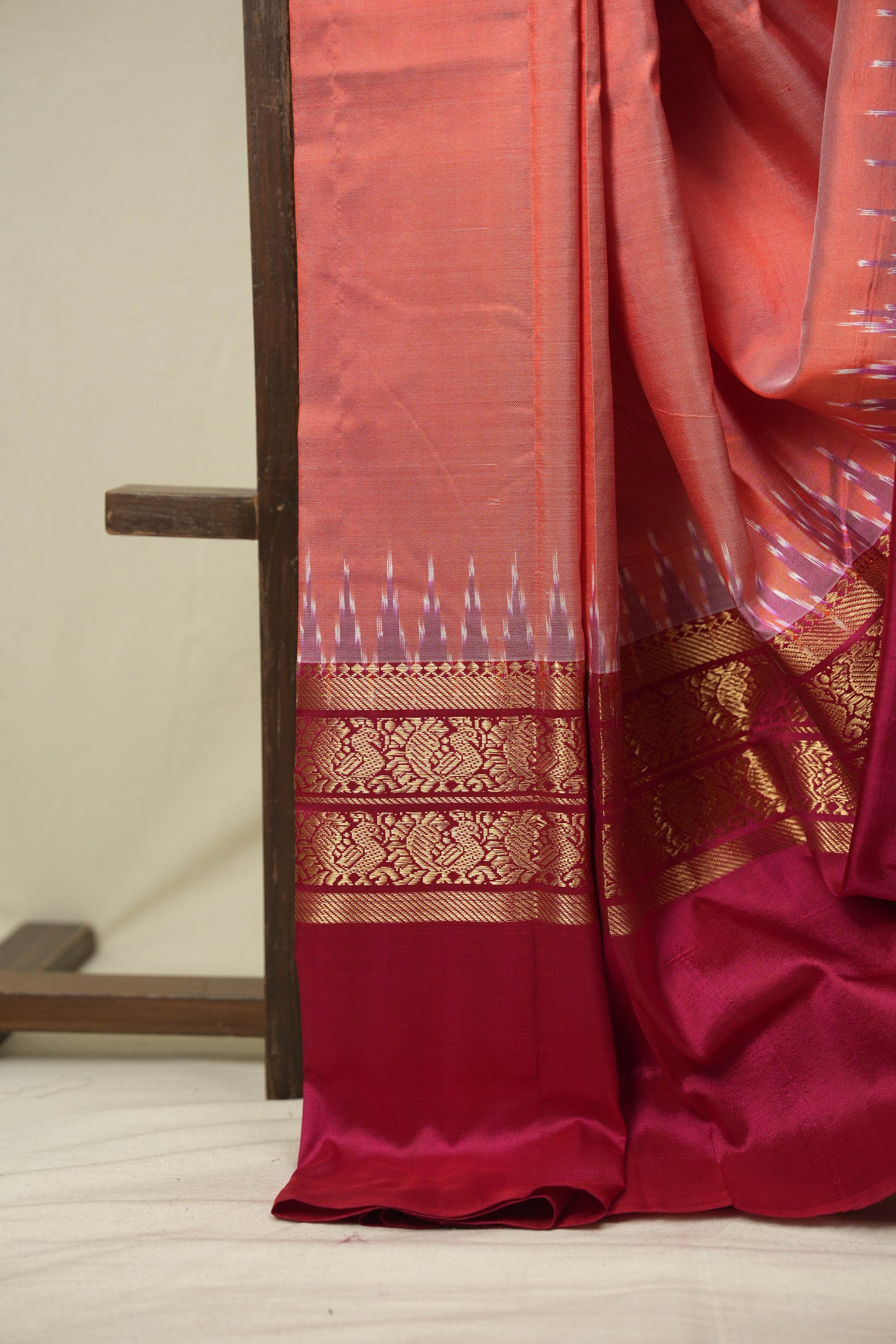 Peach Pochampalli Silk Ikat Saree - SRPPSIS321