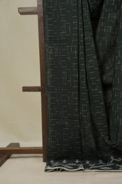 Olive Green Bengal Cotton Jamdani Saree - SROGBCJS257