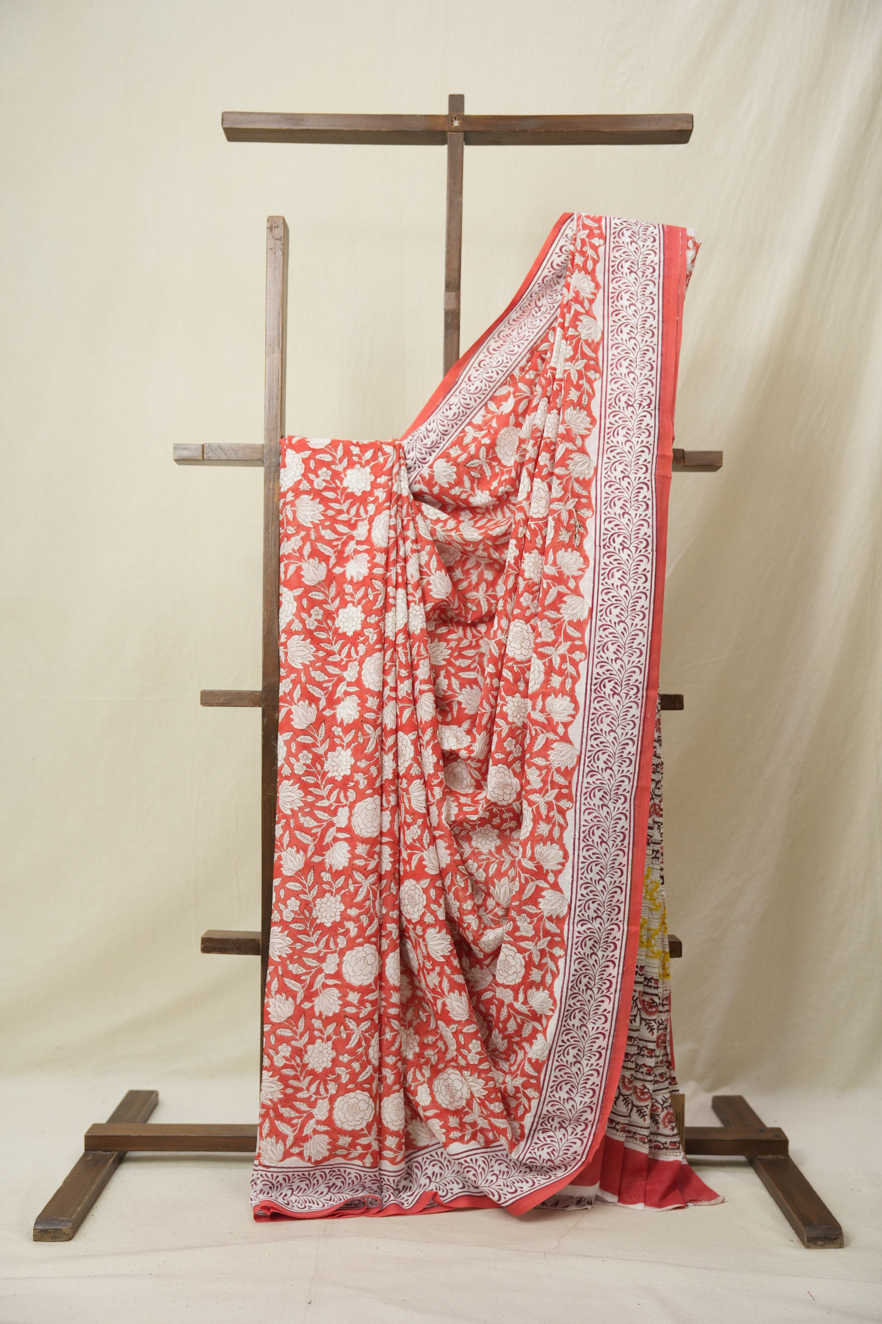 Tomato Red HBP Cotton Saree - SRTRCS3254