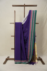 Purple Cotton Ilkal Saree With Gayatri Border - SRPCIS852