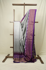 Grey Pochampalli Silk Ikat Saree - SRGPSIS315