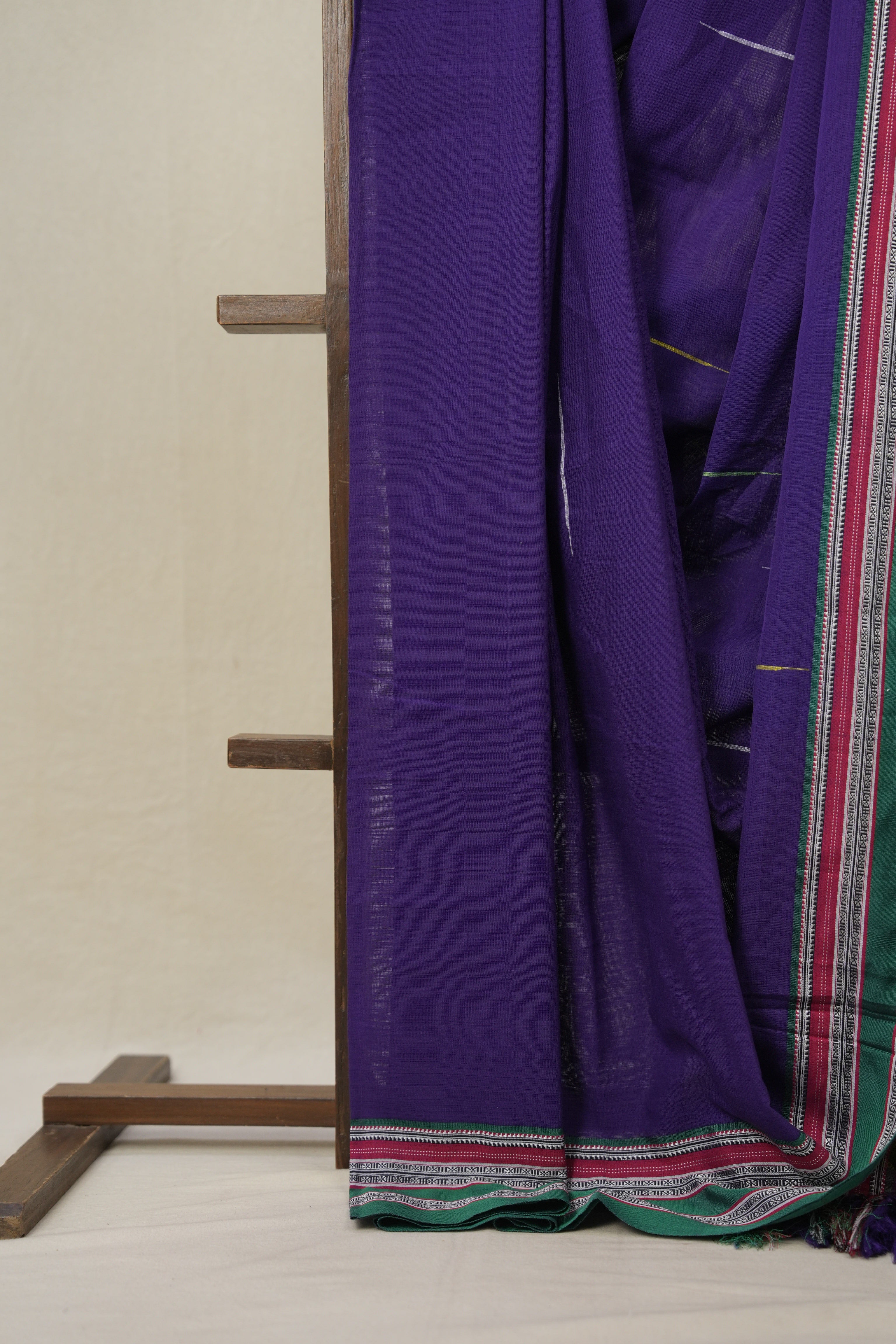 Purple Cotton Ilkal Saree With Gayatri Border - SRPCIS852