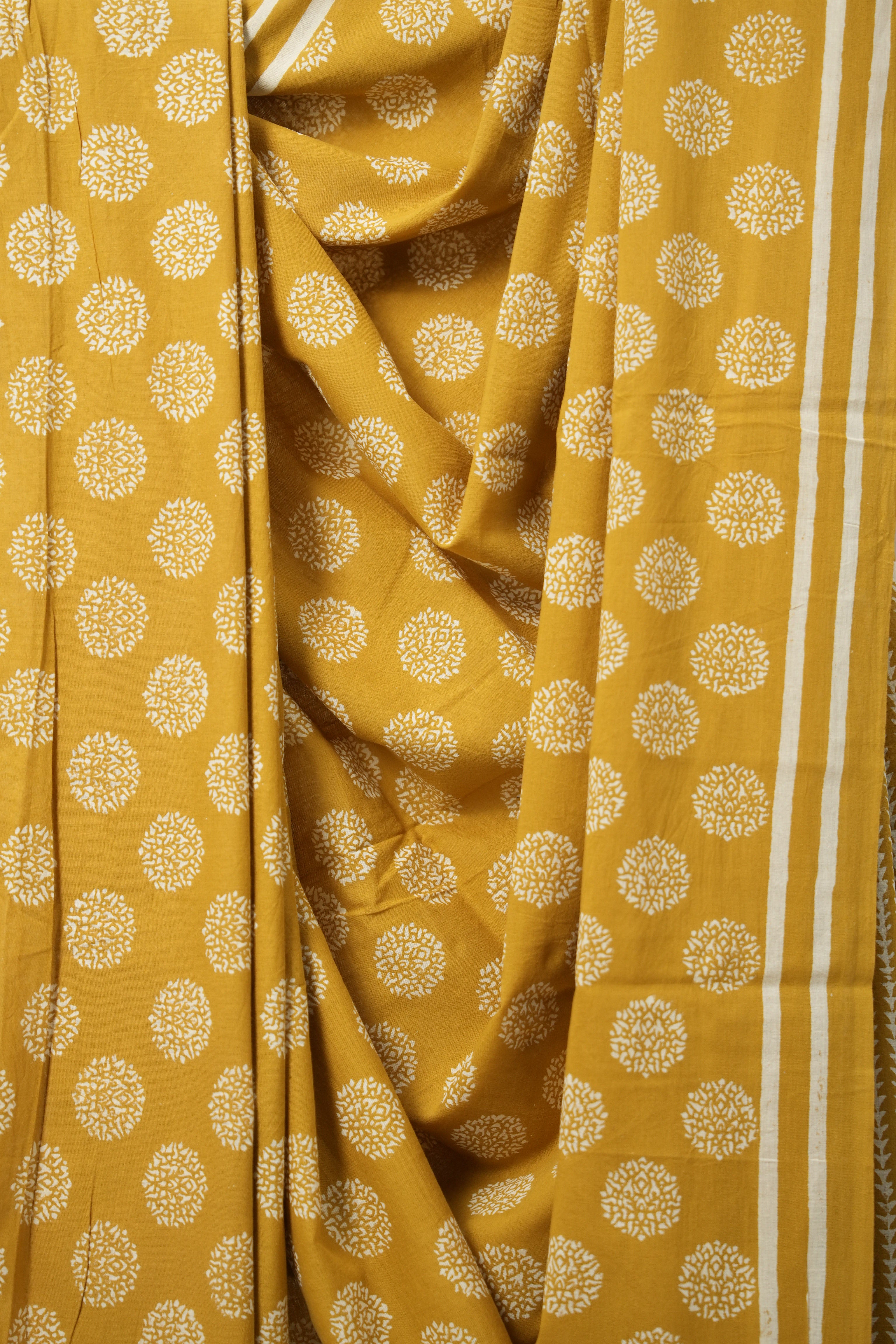 Haldi Yellow HBP Cotton Saree - SRHYCS3098