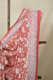Tomato Red HBP Cotton Saree - SRTRCS3254
