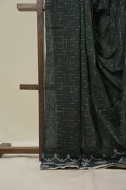 Olive Green Bengal Cotton Jamdani Saree - SROGBCJS248