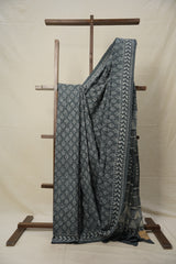 Ash Grey HBP Cotton Saree - SRAGCS2766
