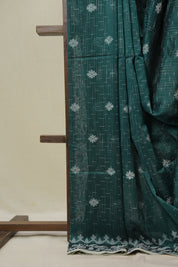 Green Bengal Cotton Jamdani Saree - SRGBCJS247