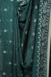 Green Bengal Cotton Jamdani Saree - SRGBCJS247