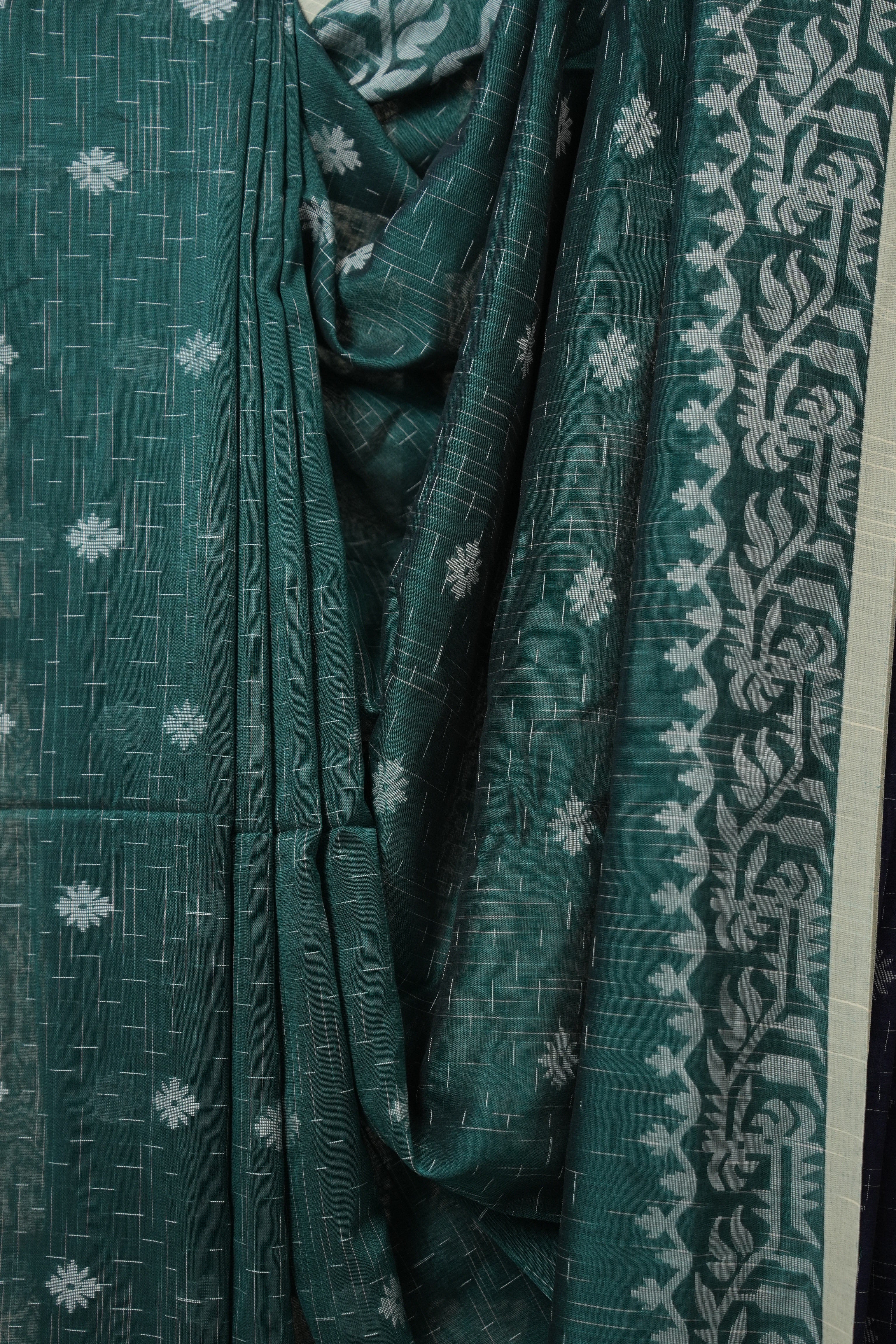 Green Bengal Cotton Jamdani Saree - SRGBCJS247