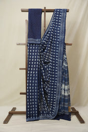 Indigo HBP Cotton Saree - SRICS3232