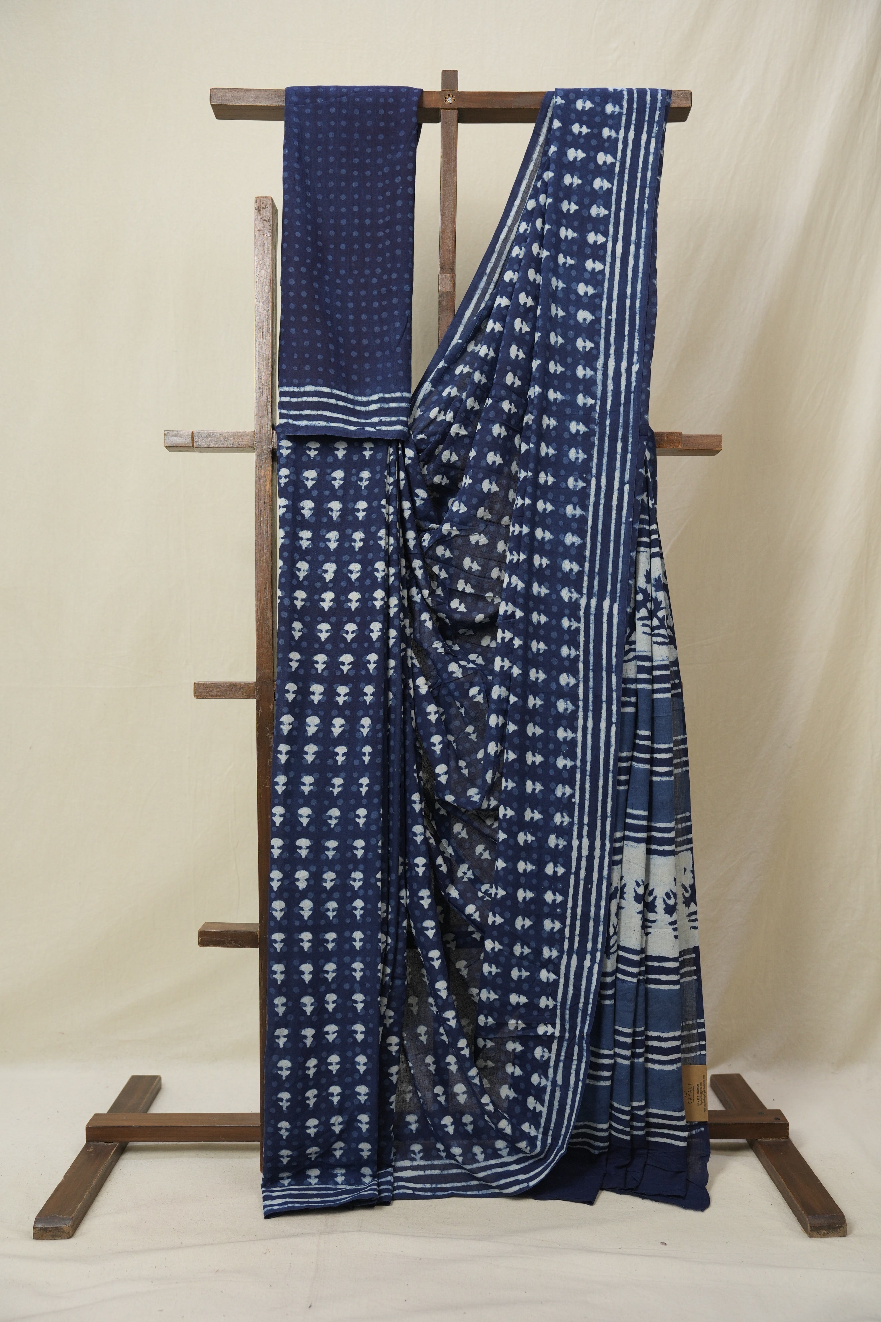 Indigo HBP Cotton Saree - SRICS3232