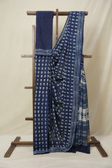Indigo HBP Cotton Saree - SRICS3232
