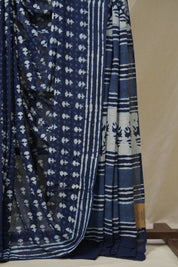 Indigo HBP Cotton Saree - SRICS3232