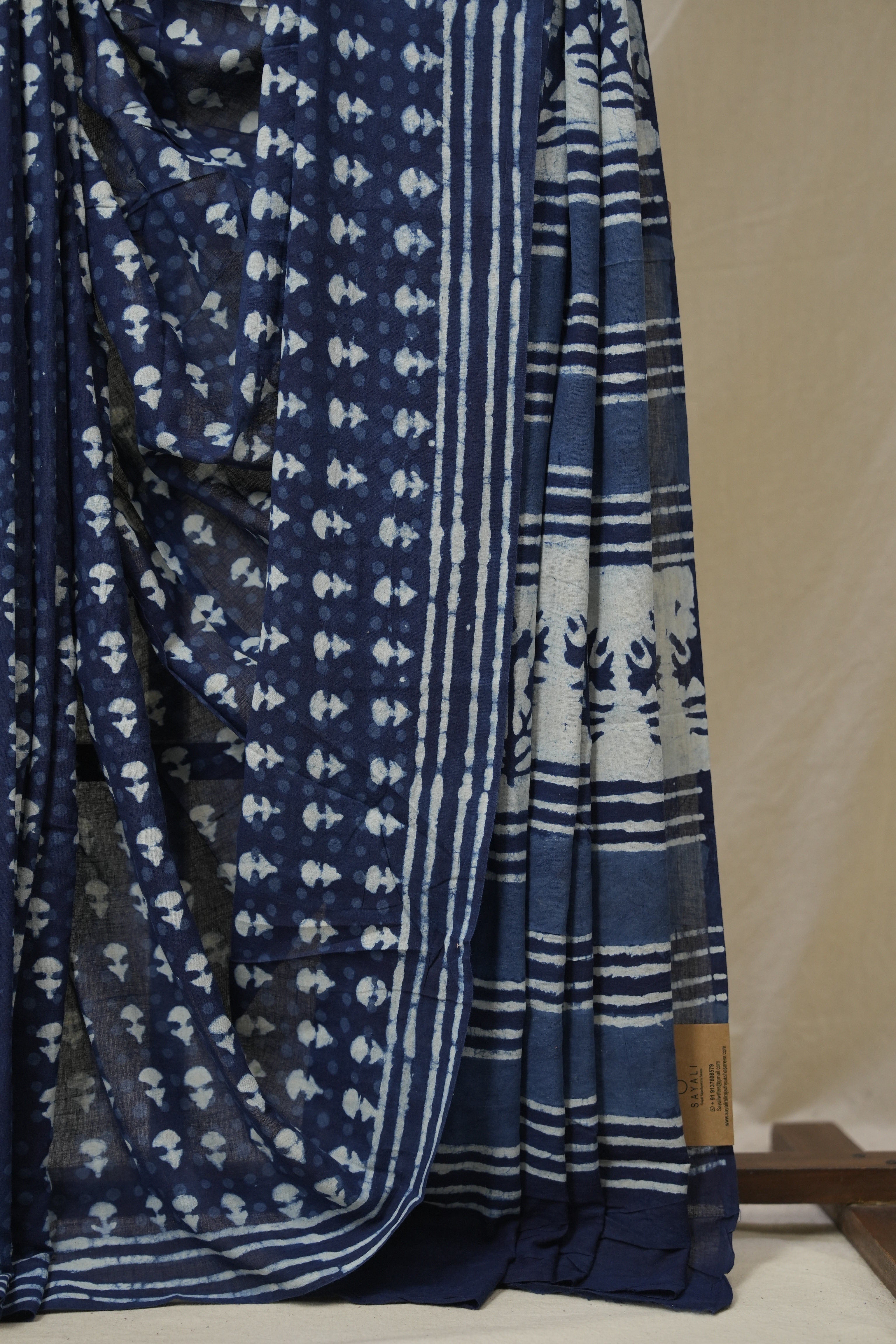 Indigo HBP Cotton Saree - SRICS3232