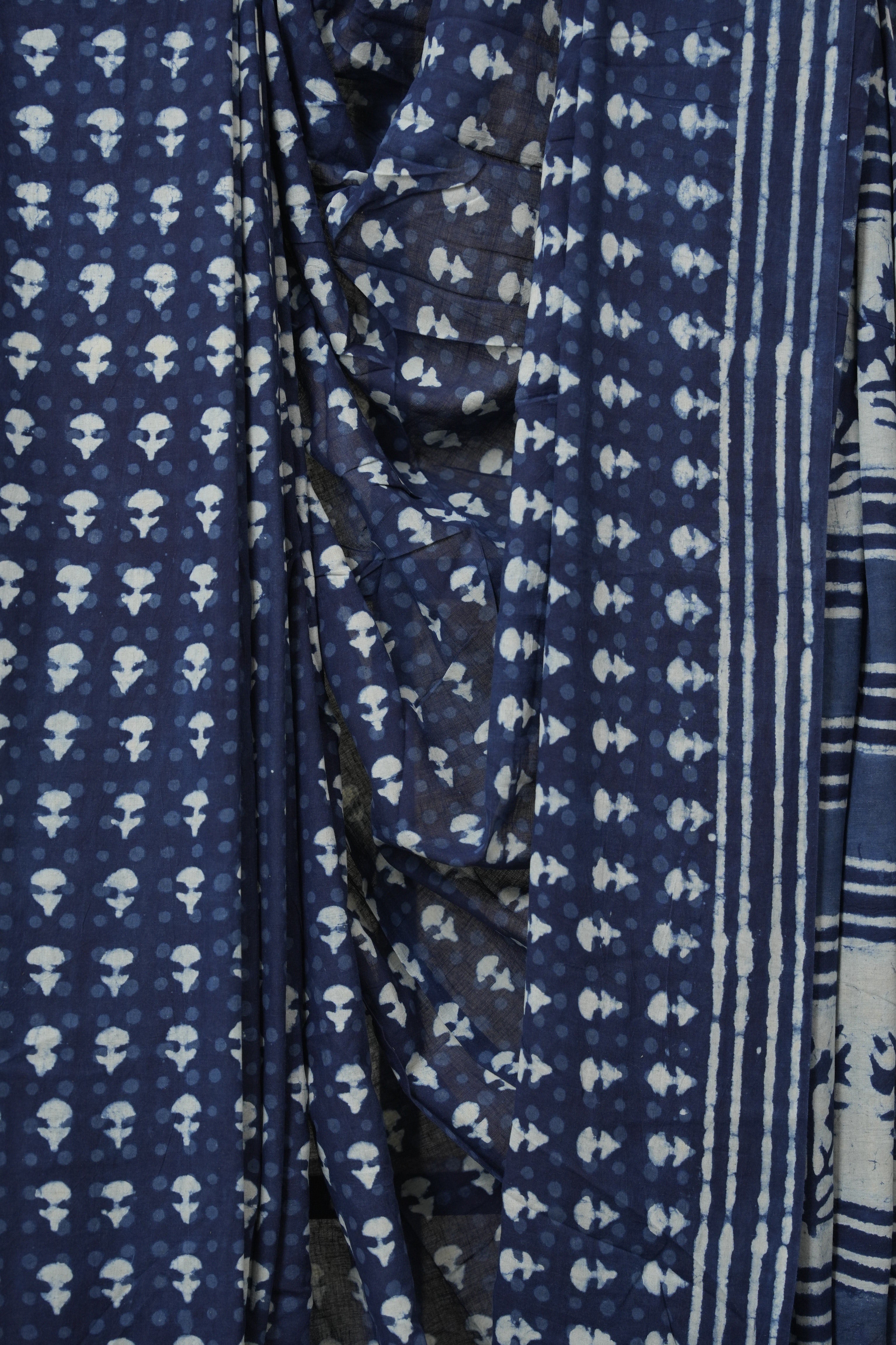 Indigo HBP Cotton Saree - SRICS3232