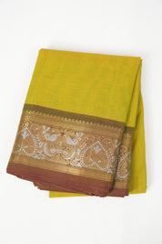 Yellow-Green Kanchi Cotton Saree - SRYGKCS1053