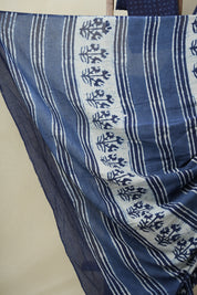 Indigo HBP Cotton Saree - SRICS3232