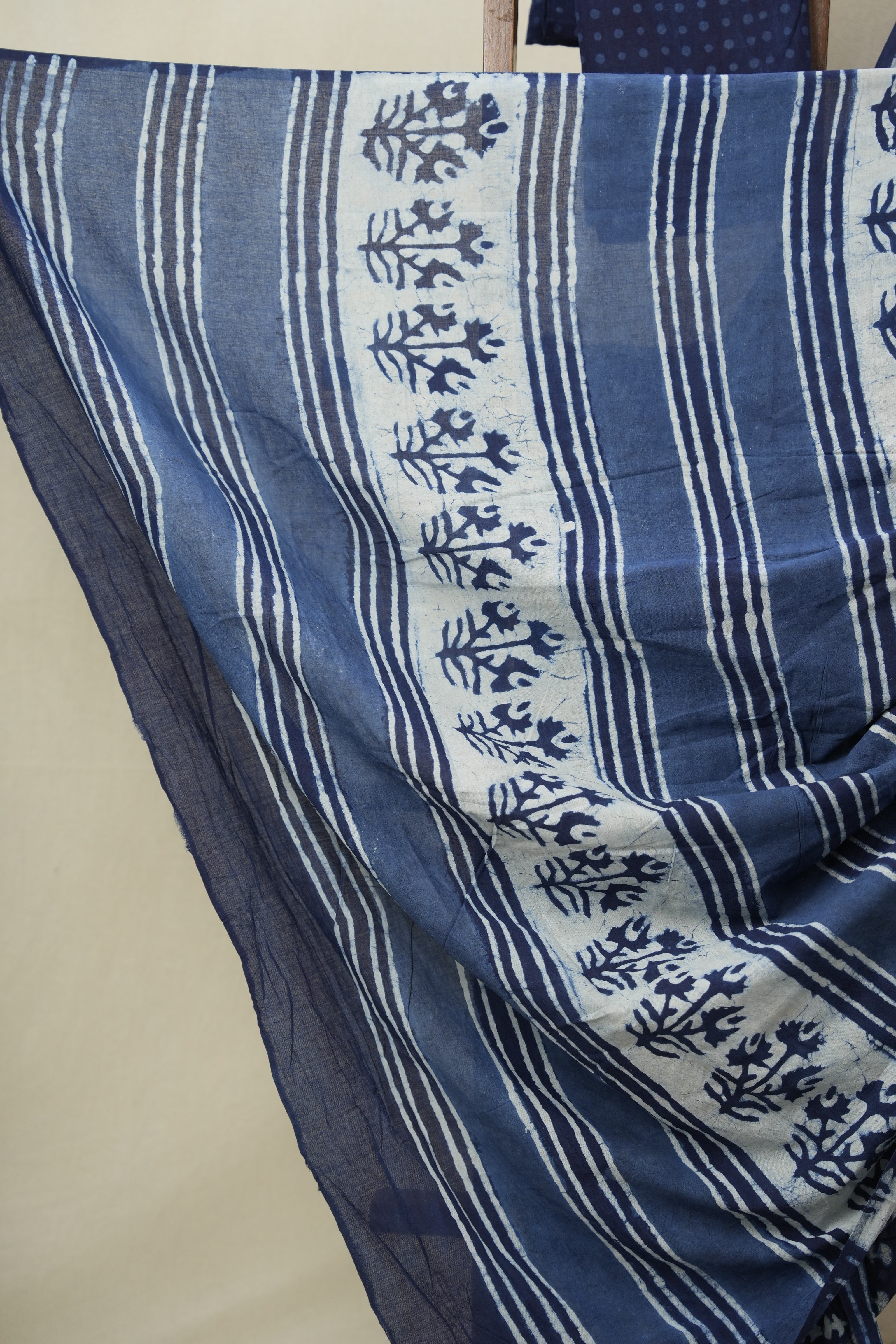 Indigo HBP Cotton Saree - SRICS3232