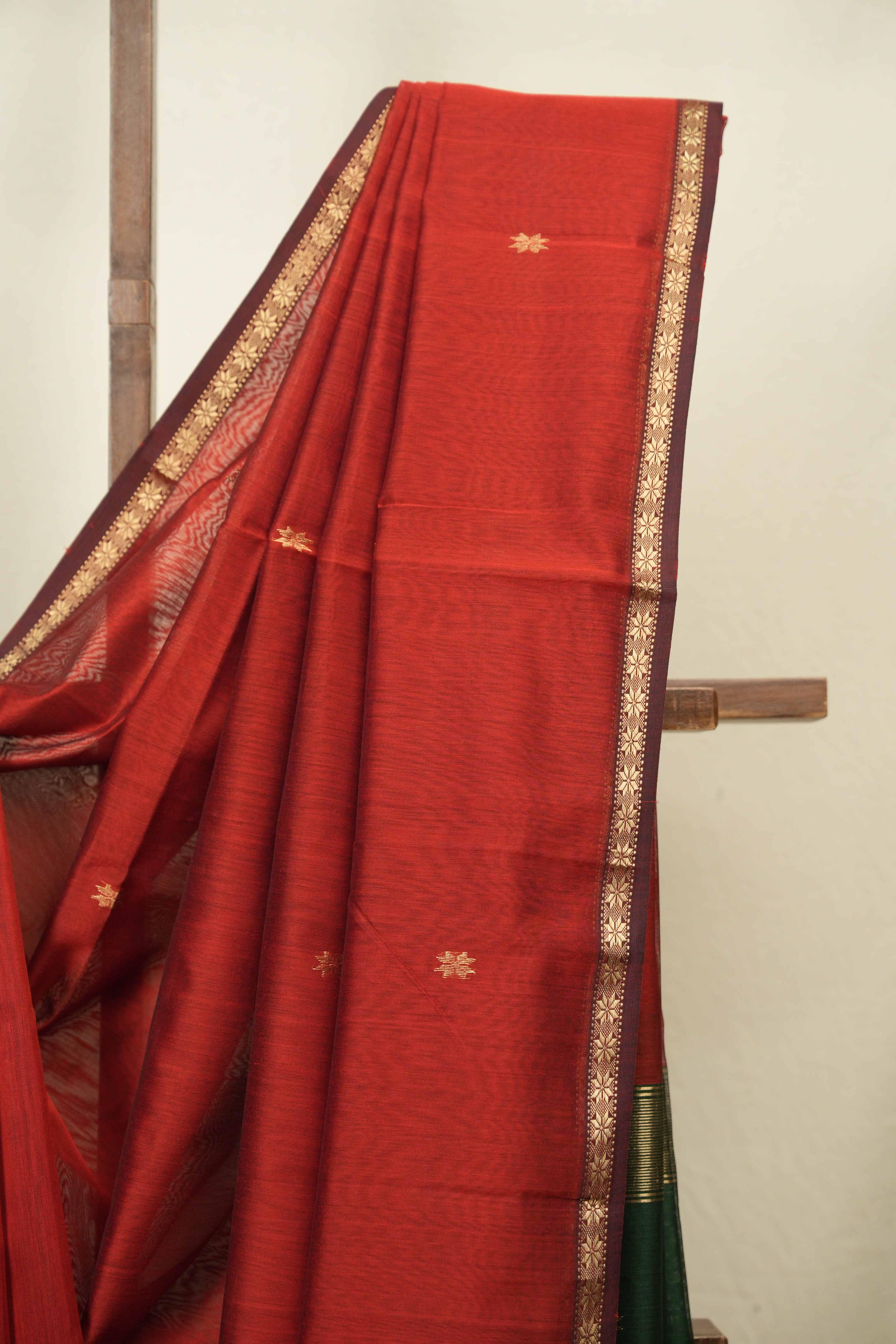 Maroon Maheshwari Saree - SRMMS1399