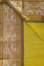Yellow-Green Kanchi Cotton Saree - SRYGKCS1053