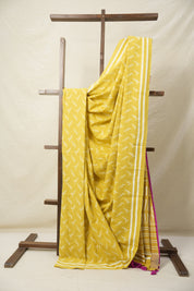 Mustard Yellow HBP Cotton Saree - SRMYCS3080