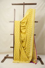 Mustard Yellow HBP Cotton Saree - SRMYCS3080