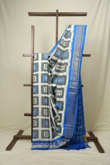 White Pochampalli Silk Ikat Saree - SRWPSIS323