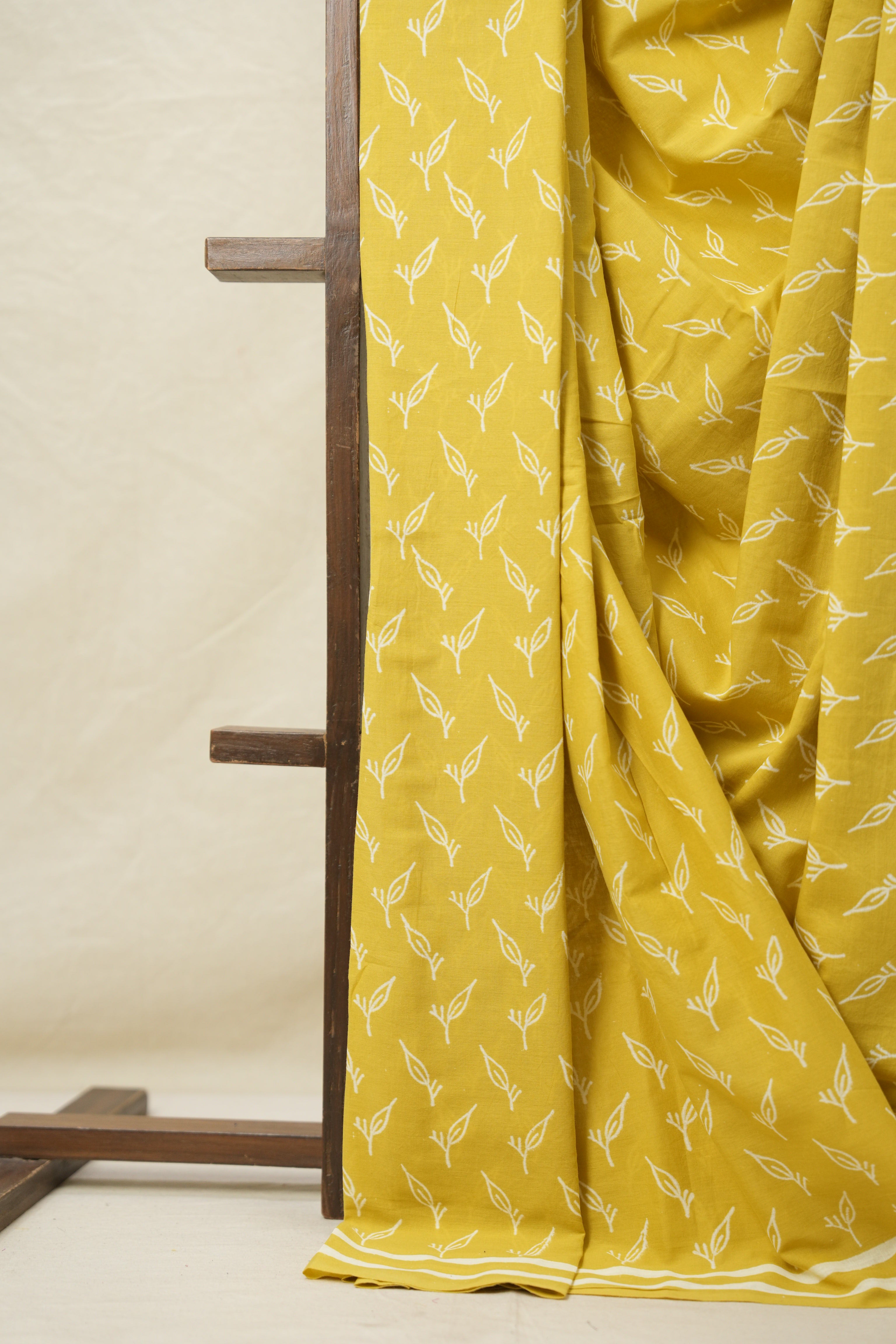 Mustard Yellow HBP Cotton Saree - SRMYCS3080