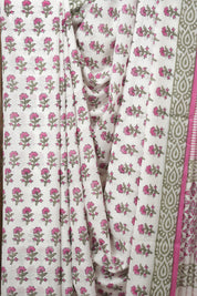 White HBP Cotton Saree - SRWCS3233
