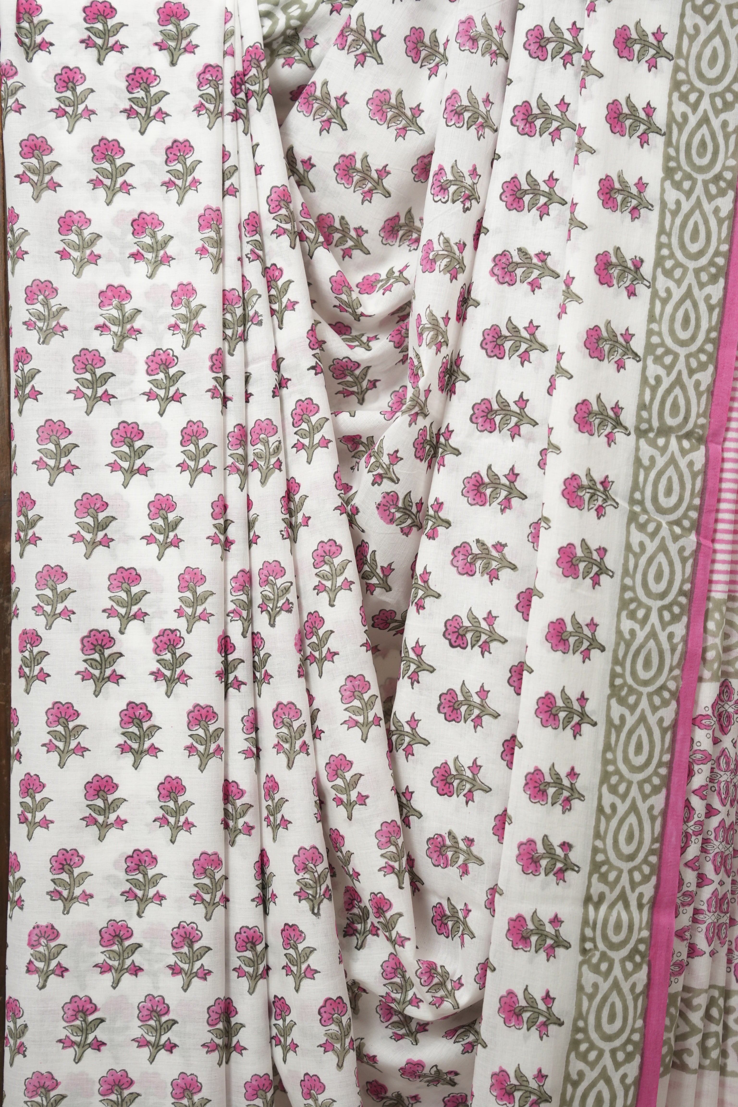 White HBP Cotton Saree - SRWCS3233