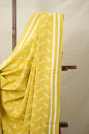 Mustard Yellow HBP Cotton Saree - SRMYCS3080